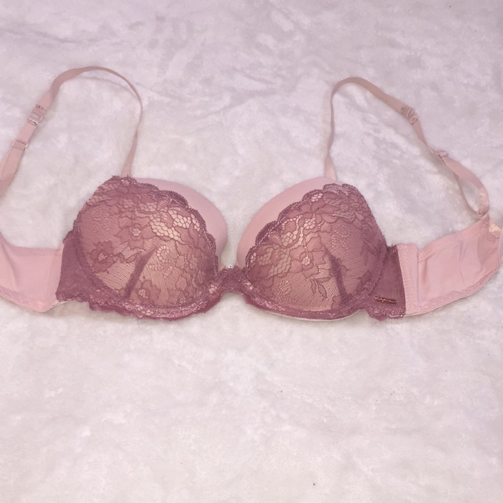 Pink lace bra